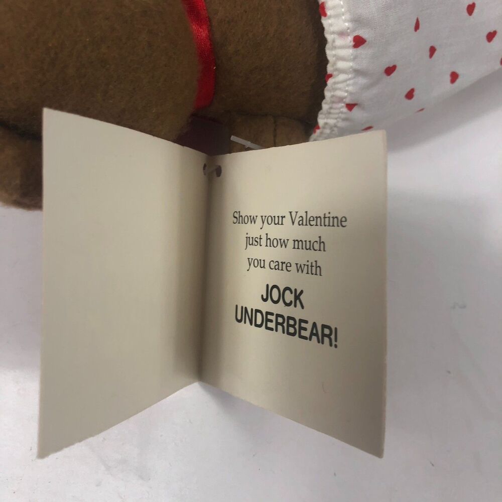 Vintage Jock Underbear Teddy Bear Plush Doll Valentine's Day Toy with Tag - Picture 4 of 4